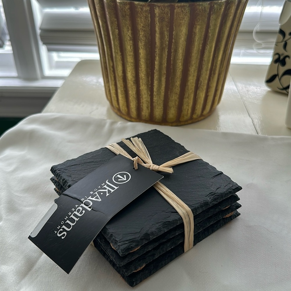 JK Adams set of four slate coasters brand new